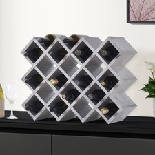 Soporte para estante de vino independiente 21 botellas 6 niveles encimera almacenamiento acabado concreto