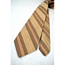 Neck Tie VTG Lilly Dache 60s 70s Champagne Stripes Orange Fine Poly Silk 56 x 3"
