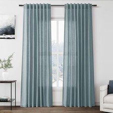 Linen Curtains 84 Inch Length 2 Panels Set 52"W x 84"L Pack of 2 Light Blue