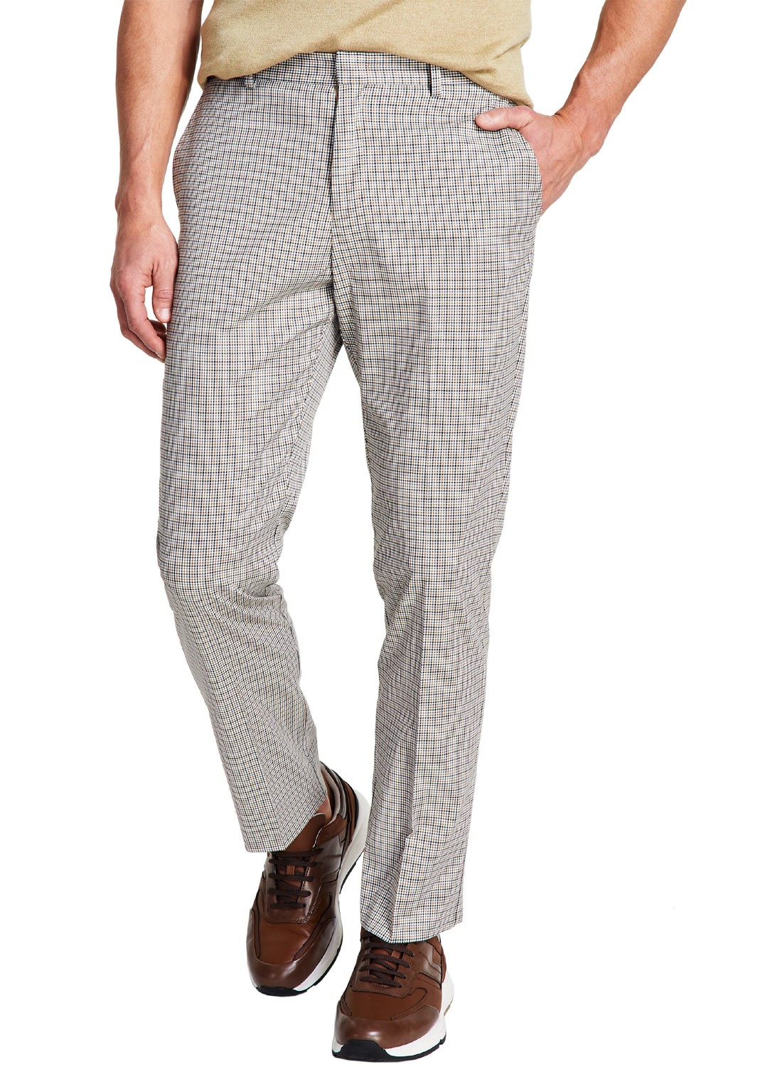 Мужские брюки в клетку Tommy Hilfiger Mens Modern-Fit Performance 30W x 32L коричневого цвета - NWT 5190₽