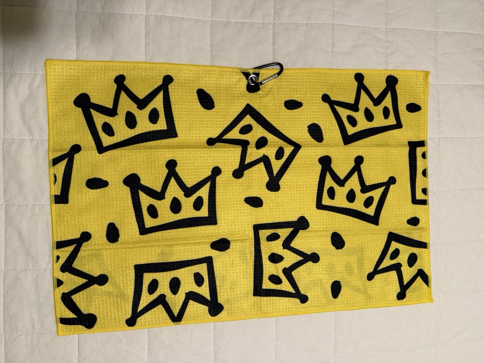 Towel - Yellow Crown Print W/clip - Great Gift - Fun Novelty Gift
