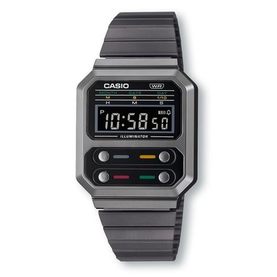 CASIO A100WEGG-1A Unisex Wrist Watch - Retro-Inspired Multi & Black Dial
