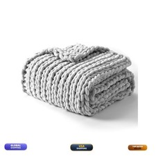 YnM Chunky Throw Blanket Glacier Grey 80x87 Inch