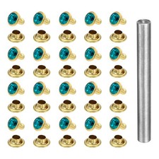 80pcs Crystal Rivets 6mm Rhinestone Stud with Installation Tool, Gold Dark Green