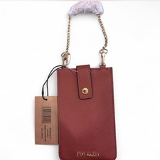 Steve Madden Brown Leather Phone Crossbody with Chain Strap NWT