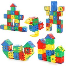 50-160PCS X Interlocking Blocks  Sensory Fun Waffle Blocks Interlocking Colorfu
