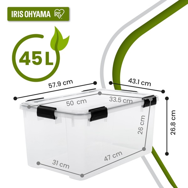 Iris Ohyama 45L Luftdichte Aufbewahrungsbox Transparent Bpa-Frei Stapelbar-image