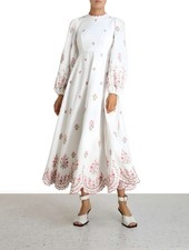 Zimmermann Poppy Floral Midi Dress White BNWT Size 2 RRP $950