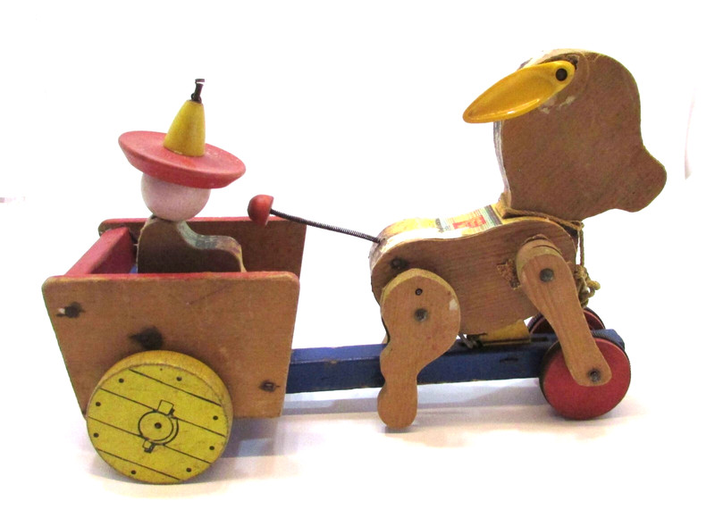 Old 1955 Bucky Burro Donkey 166 Vintage Fisher Price Wood Pull Toy