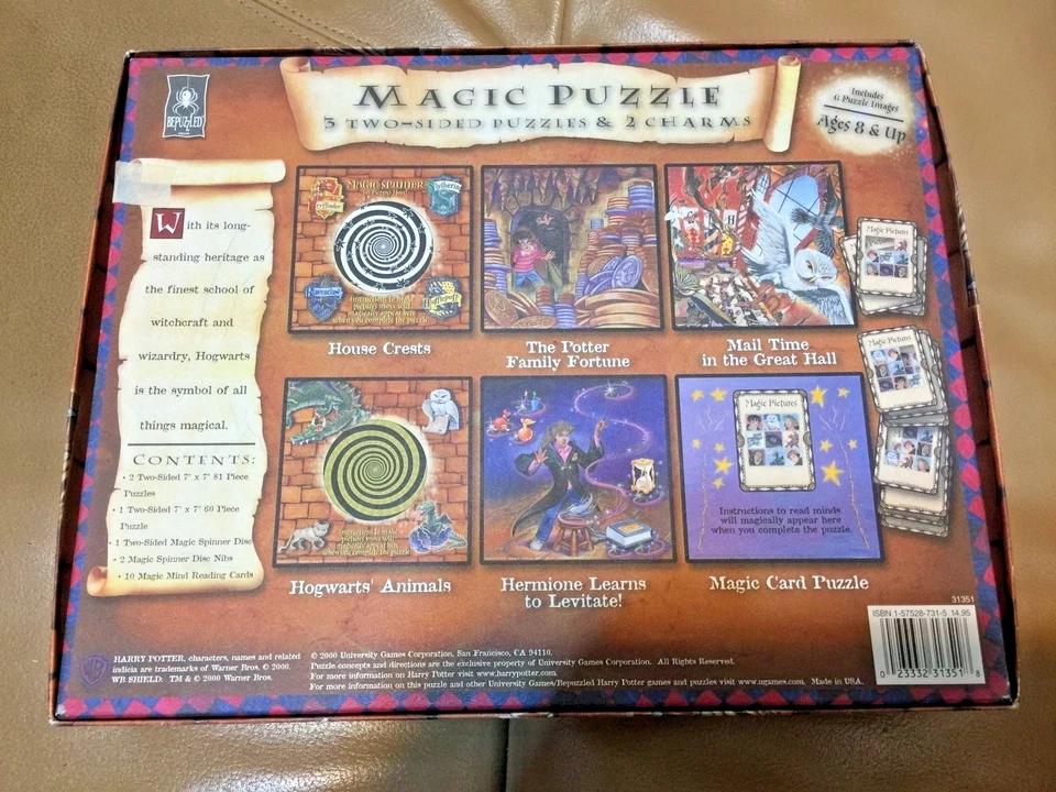 Rompecabezas Mágico Harry Potter Usado Incompleto 3 Rompecabezas de Dos Caras y Cartas Mágicas Foto 4 de 4
