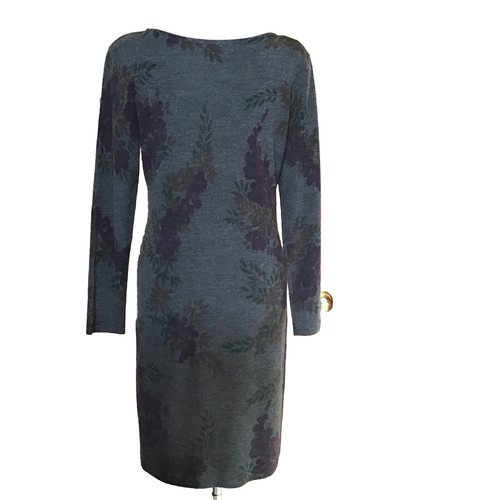 Nina Leonard Women M Knit Gray Floral Wool Blend Sweater Shift Dress Cottagecore - Picture 4 of 11
