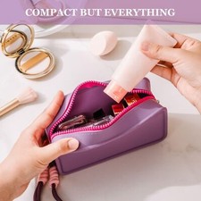 Estuche De Silicona Estética, Bolsa Pequeña Para Adolescentes, Adultos Y Estudiantes De Secundaria, Bolsa Duradera Y Ligera, Bolsa De Maquillaje, Organizador De Suministros De Arte, Purple, 18x7x5.5cm