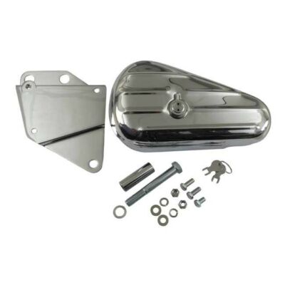 Werkzeugbox, Toolbox Chrom mit Halter links für Harley - Davidson Softail 84-99
