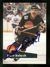 Dave Babych autographed Hockey Card (Vancouver Canucks) 1991 Pro Set #503