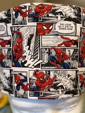 Spider-Man comic reversible Adult Skull/Chemo Surgical Scrub Hat/Cap Handmad