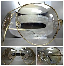OVERSIZE HUGE CLASSIC 70's VINTAGE RETRO Style Clear Lens SUNGLASSES Gold Frame