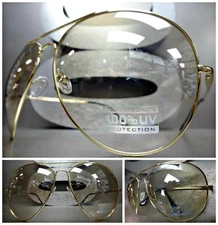 OVERSIZE HUGE CLASSIC 70's VINTAGE RETRO Style Clear Lens SUNGLASSES Gold Frame