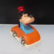 Vintage Disney's Goofy Miniature Race Cars Figurine - Orange Car Metal Wheels