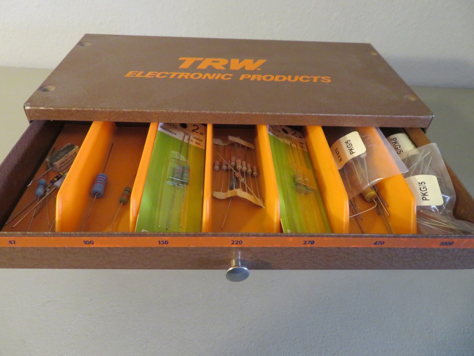 Vintage TRW Electronic Products Parts Drawer with Resistors eBay