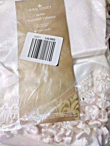 Royal Velvet Hilton Waterfall Valance, Cool White, Rod Pocket 58"x 38" NWT, - Picture 2 of 3