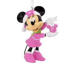 2024 Disney Minnie Mouse Adorno de Navidad Sombrero de Santa Rosa Orejas de Mickey