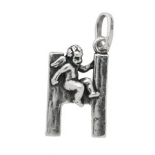 ARG. GIOVANNI RASPINI - Lettera H con angelo, art. 6072  in argento 925