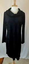 NorthStyle Women Sz M Black L/S Velvet Knit￼ Cowl Neck Midi Dress Stretch Party