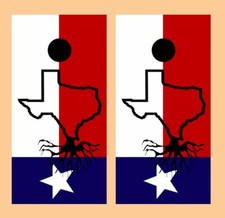 Texas Roots / Flag Cornhole Board Wraps FREE LAMINATION 3354