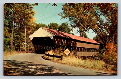 Covered Bridge Around a Curve Vintage Postcard A85
