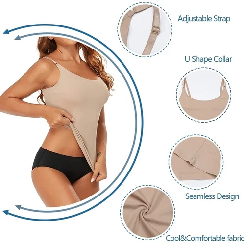 Firm Tummy Waist Control Body Shaper Slimming Cami Shapewear Seamless Vest Top - Picture 27 of 41