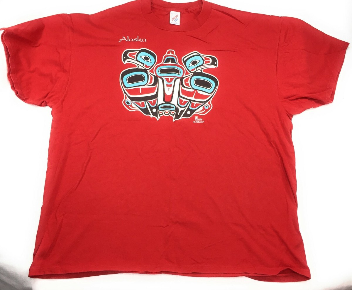 Vintage 90s T-Shirt Alaska Inuit Eskimo Eagle Zig Zag Silkmasters 
