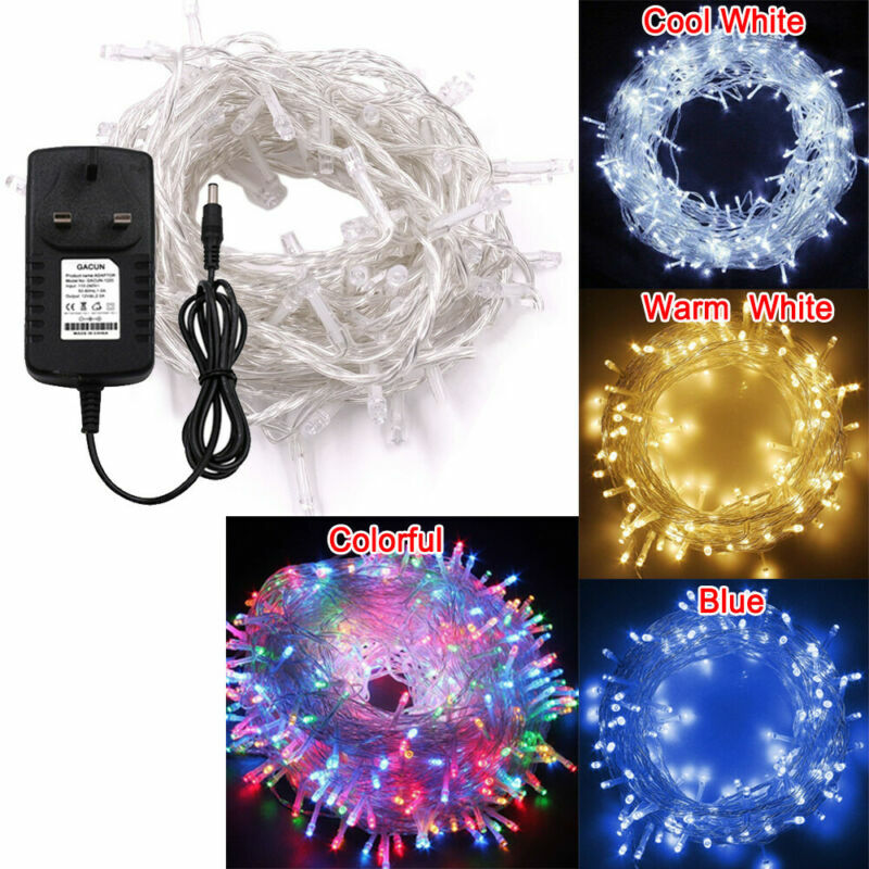 Solar 100500 LED Mains Plug in String Fairy Lights Garden Outdoor Xmas