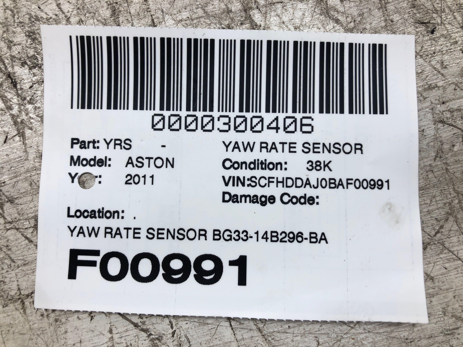 ASTON MARTIN RAPIDE YAW RATE SENSOR BG33-14B296-BA OEM