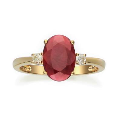 Gin and Grace Sanya Ring 10K Gelbgold Ovalschliff Rubellit 3,37tcw 6
