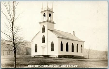 DOVER CENTER VT OLD CHURCH ANTIQUE REAL PHOTO POSTCARD RPPC