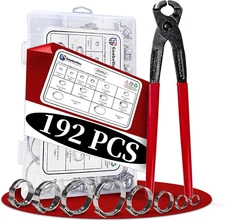 192 Pcs 12 Sizes Goobetter Single Ear Hose Clamps Stainless Steel with Ear Clamp