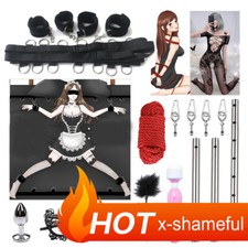 Stainless Steel Adjustable Slaver Handcuff Ankle Cuff Couples Restraints Kit Set