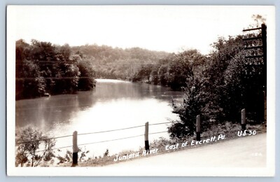 Everett Pennsylvania Juniata River US 30 Real Photo Postcard RPPC 1930-50