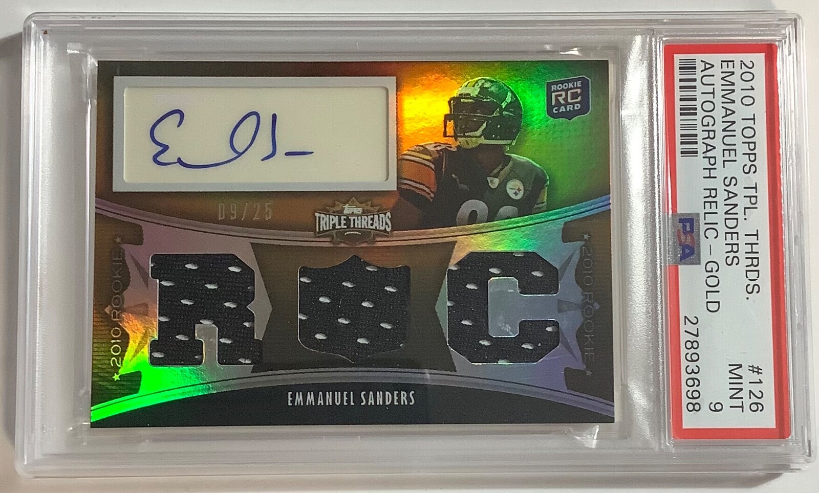 Emmanuel Sanders Topps Triple Threads #126 Autograph Relic-Gold