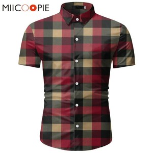 Camisa A Cuadros Roja Para Hombre Moda Corta Clásica Elegante Fiesta Con  Botones | eBay