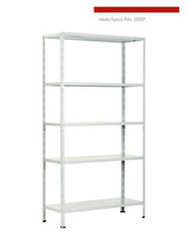 Kit Scaffale metallo rosso 5 ripiani 100x40 H189 ad incastro garage cucina
