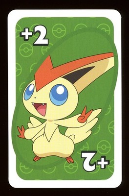 Victini GREEN +2 Draw Two Pokemon Mattel Original Japanese UNO Card Near Mint