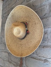 Vintage Antique Large Brim Sombrero with horsehair hat band