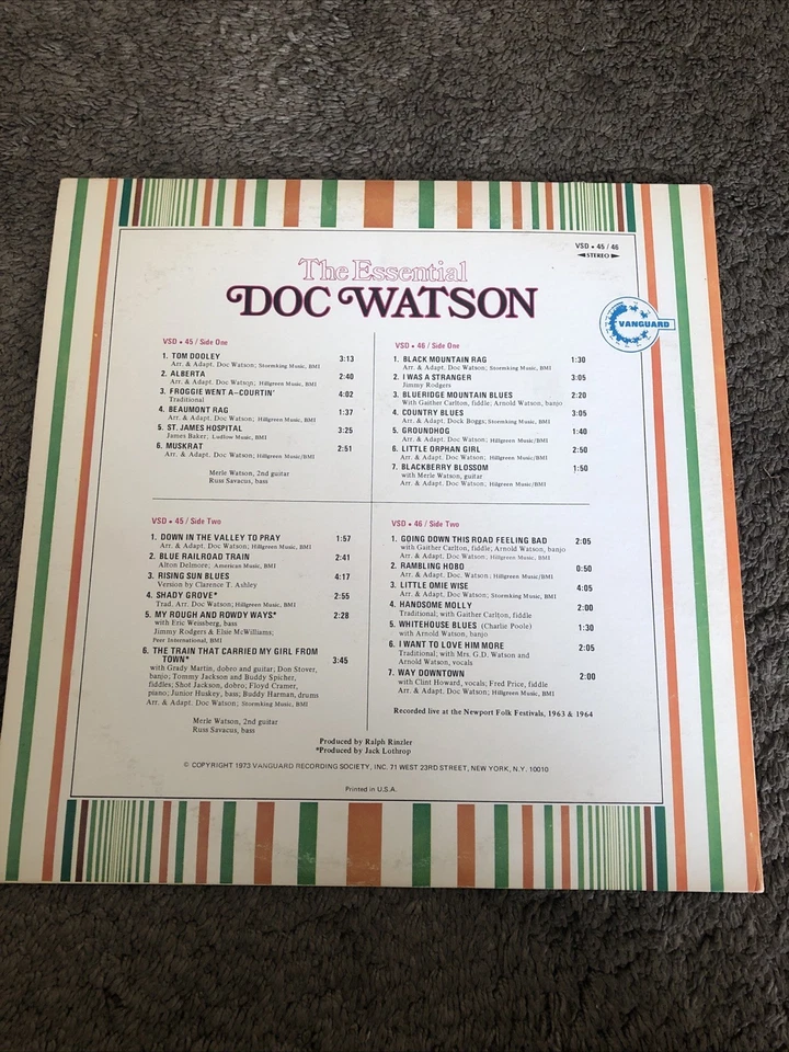 NM Doc Watson-The Essential Doc Watson-Vanguard Gatefold VSD-45/46 Double Vinyl - Image 2 of 4