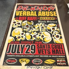 Dr Know Verbal Abuse 1999 ConcertPoster Signed Brandon Cruz Jimbo Phillips 19/50