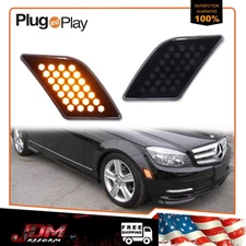 For 08-11 Mercedes W204 C250 C300 C350 Smoked Amber LED Front Side Marker Lights
