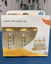 Medela Breast Milk Bottle Set 3 Each of 8 Ounce Bottles, Nipples, Tops - New