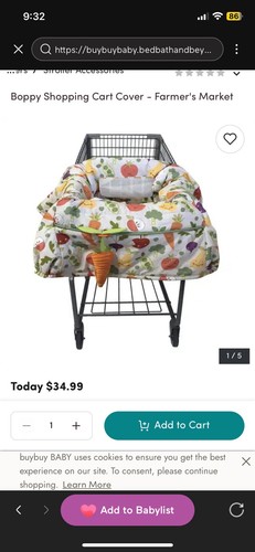 Boppy Farmers Market Baby Toddler Shopping Cart Cover