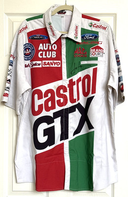 Autographed NHRA John Force Castrol GTX Pit Crew Shirt Race Worn Nitro-Size XXL
