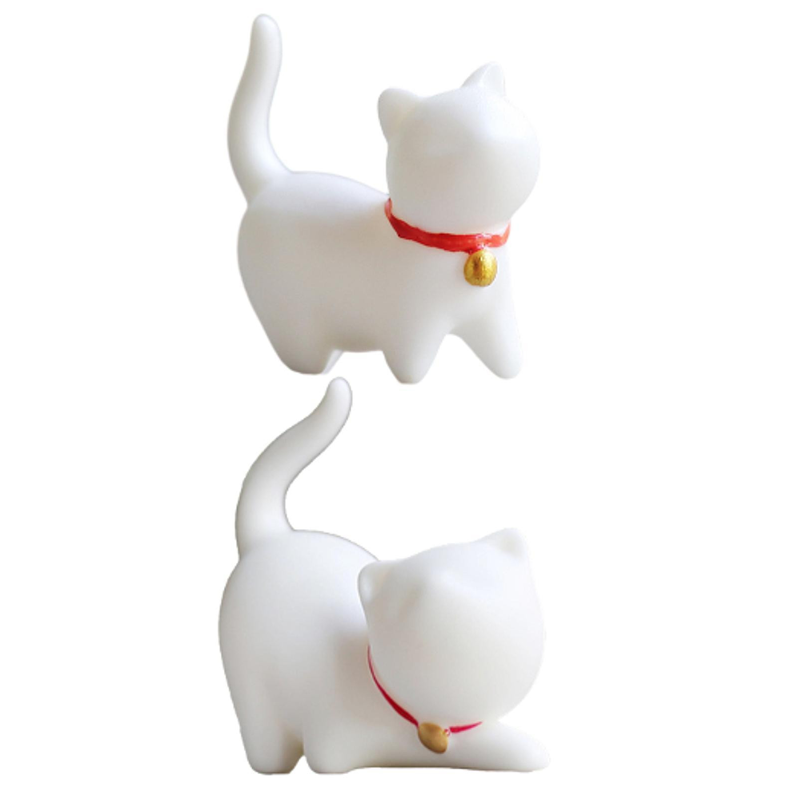 Cute Cat Mini Statue Tea Pet Sculpture for Table or Desk Centerpiece